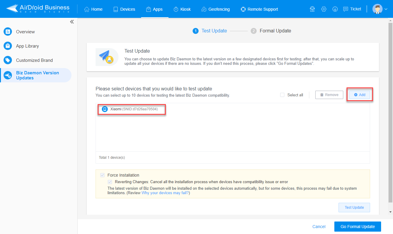 How to manage Biz Daemon updates using AirDroid Business Version Update ...
