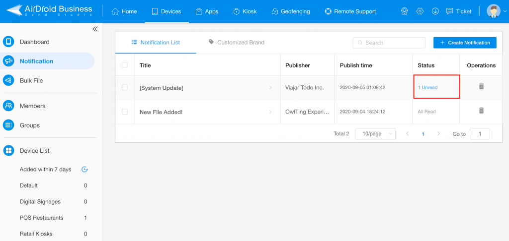 airdroid business remote device status monitoring