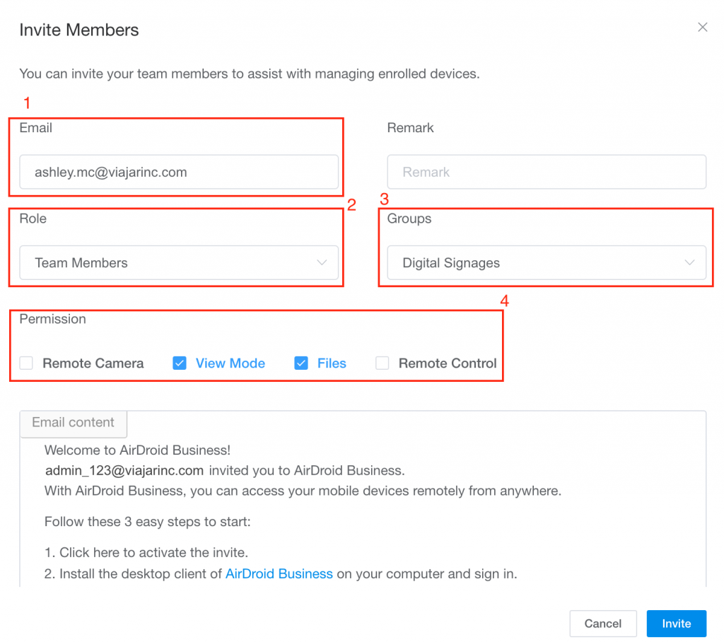 airdroid business remote device management user assignment