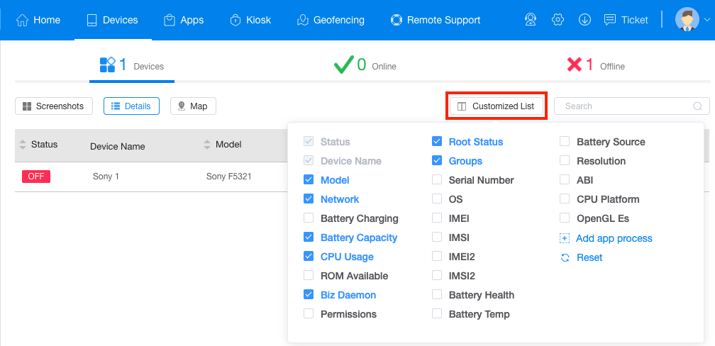 android remote device management dashboard