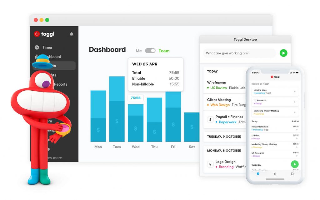 toggl track for time tracking and work productivity