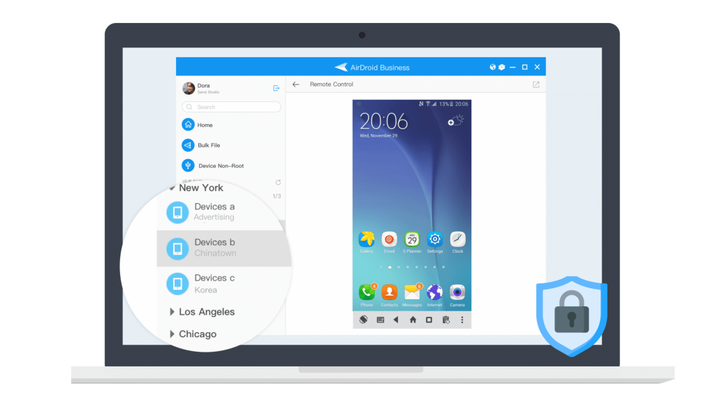 AirDroid business MDM offers secure file transferring and remote access and control