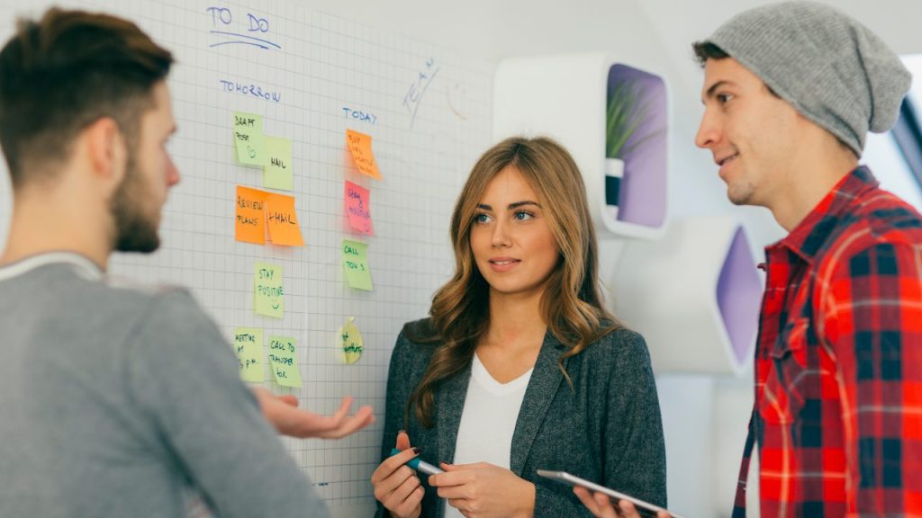 team member discussing in the office