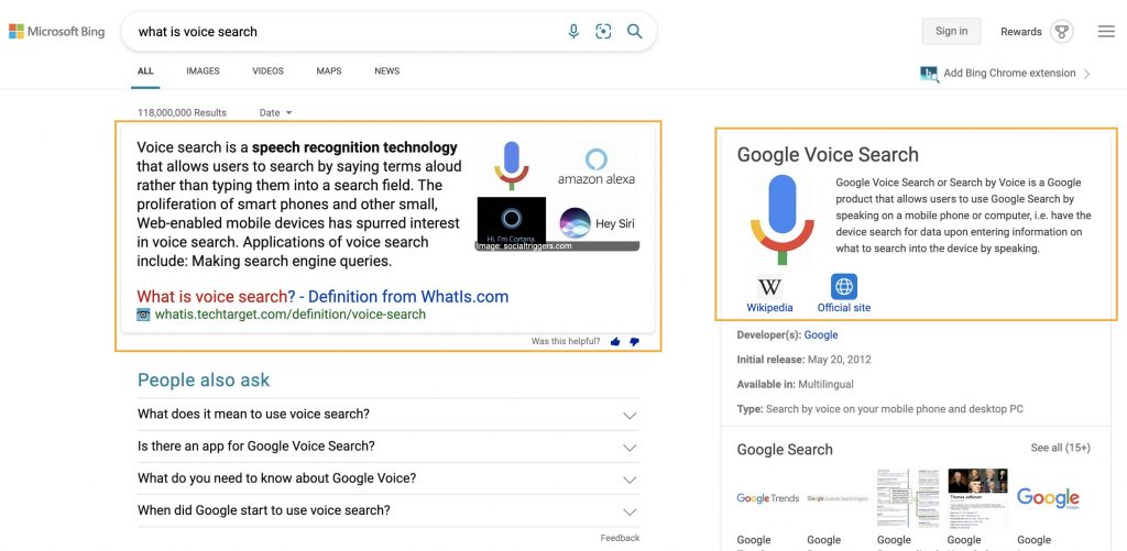 featured snippet for voice search