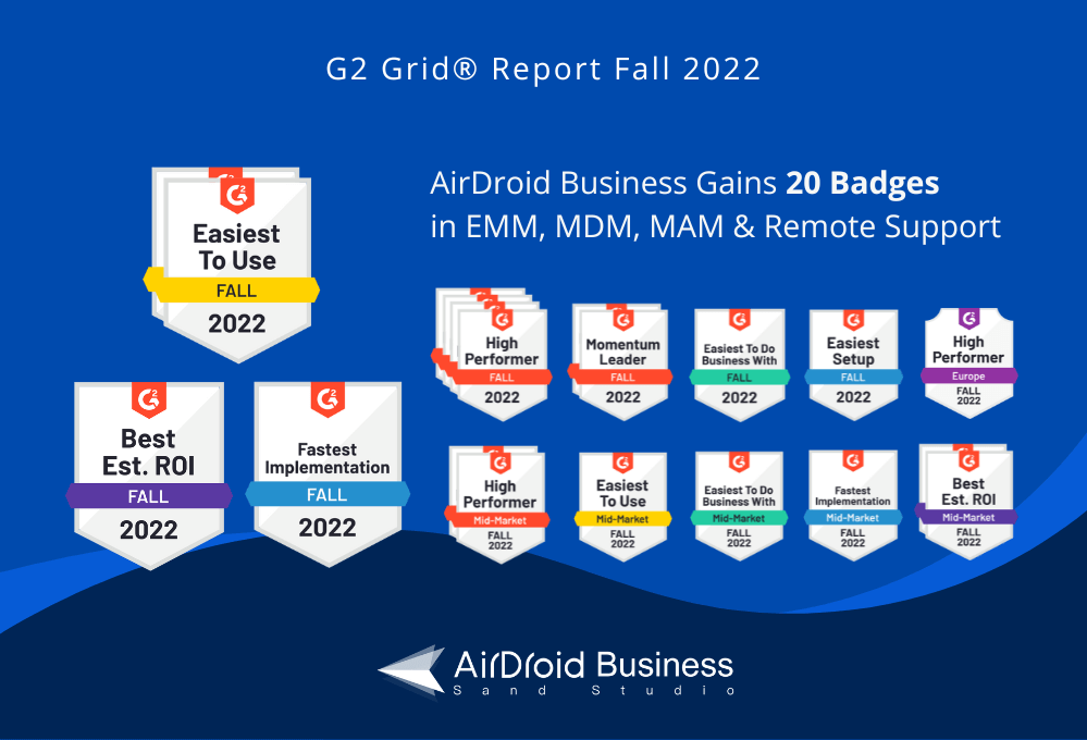 airdroid business awarded 20 badges by g2 in fall 2022
